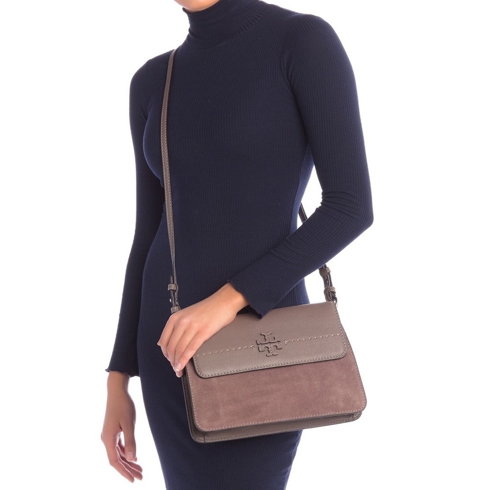 Sold ! Tory Burch Mcgraw Suede Leather Shoulder/Crossbody - Picture 2 of 8